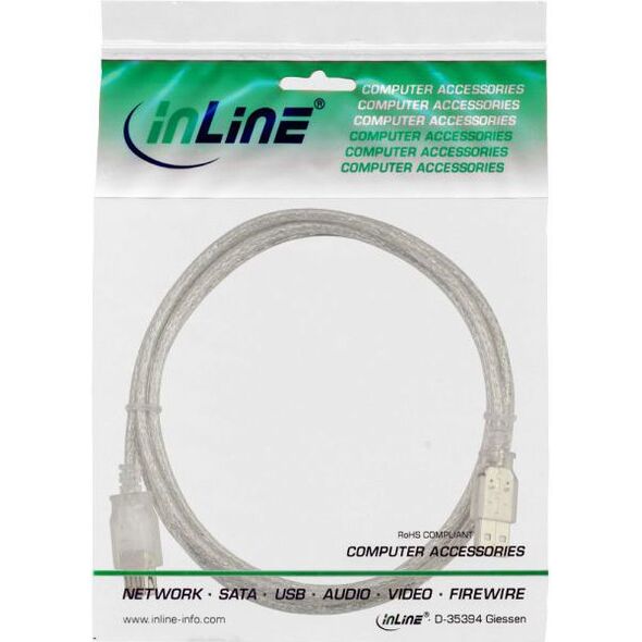 Kabel USB InLine USB-A - USB-A 2 m Przezroczysty (34618)