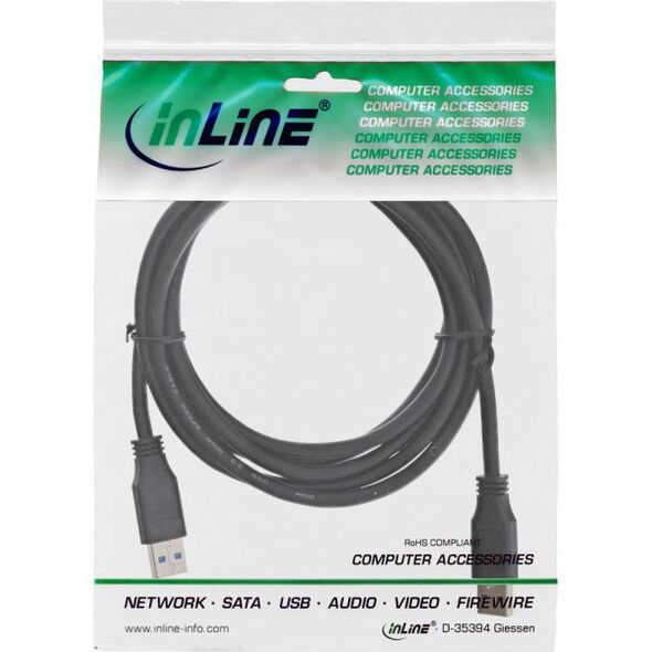 Kabel USB InLine USB-A - USB-A 2 m Czarny (35220)