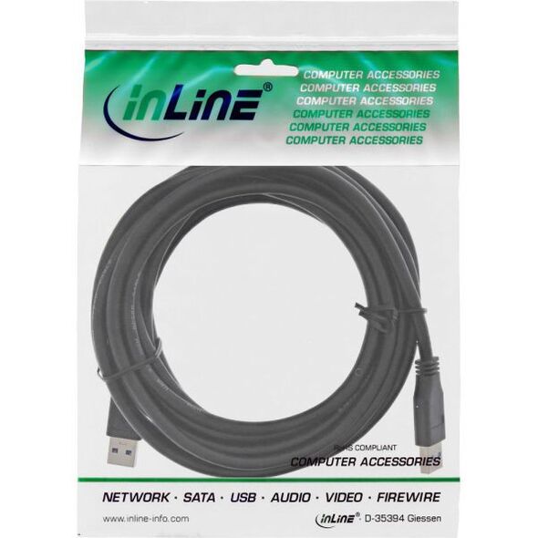 Kabel USB InLine USB-A - USB-A 3 m Czarny (35250)