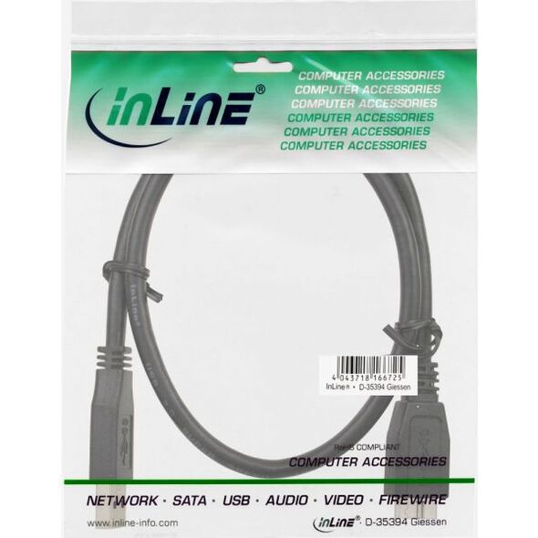 Kabel USB InLine USB-A - micro-B 0.5 m Czarny (35405)