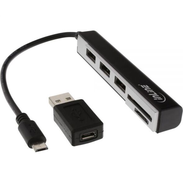 HUB USB InLine 1x SD 1x microSD  + 3x USB-A 2.0 (66775C)