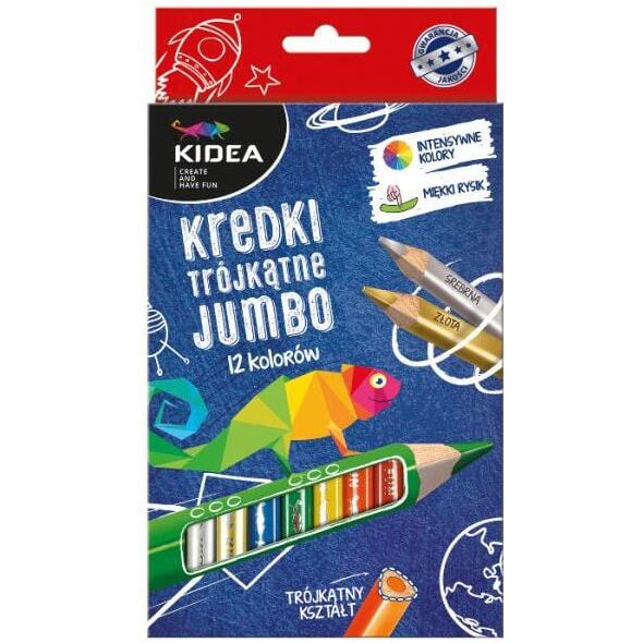 Derform Kredki trójkątne grube 12kolorów (DERF.KTG12KA)