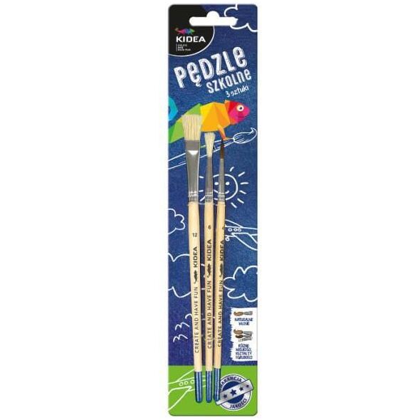 Derform Pędzle szkolne 3 szt. Kidea (DERF.P3KA)