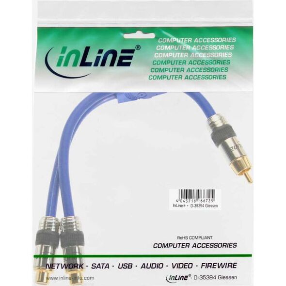 Kabel InLine RCA (Cinch) - RCA (Cinch) x2 0.25m niebieski (89924P)