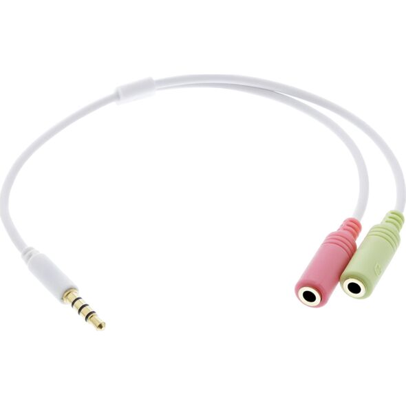 Kabel InLine Jack 3.5mm - Jack 3.5mm x2 0.15m biały (99302W)