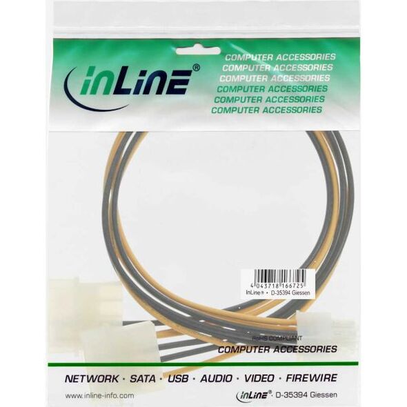 InLine Molex x2 - PCIe 6-pin, 0.3m, Żółty (26628)