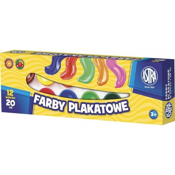 Astra Farby plakatowe 12 kolorów 20ml (83114901)