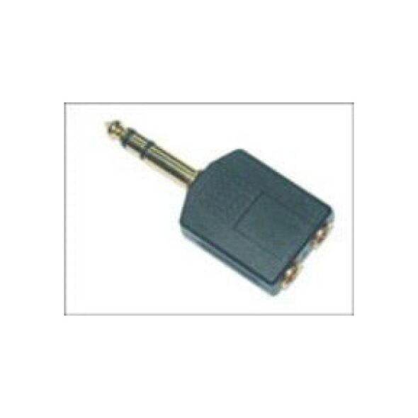 Adapter AV MicroConnect Jack 6.3 mm M - 2x Jack 3.5 mm F czarny