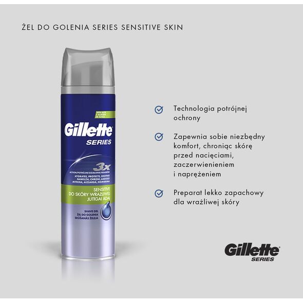 Gillette Series Gel Sensitive Żel do golenia 200ml