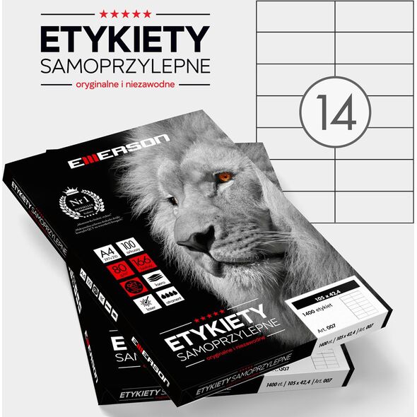 Emerson ETYKIETA A4 105X42,4MM 100 ARK ETA4097X424W
