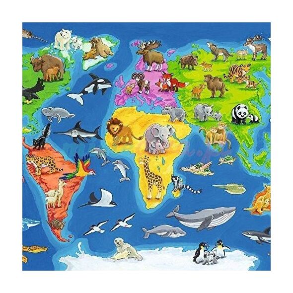 Ravensburger Puzzle 30el Mapa świata zwierząt (066414)