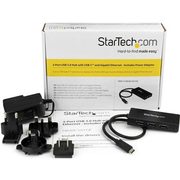 HUB USB StarTech 1x RJ-45  + 3x USB-A 3.0 (HB30C3A1GE)