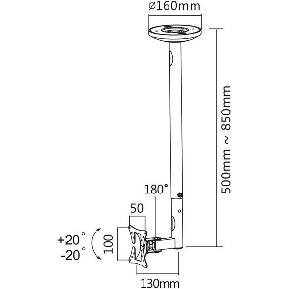Neomounts Uchwyt sufitowy FPMA-C050SILVER 10'' - 30''