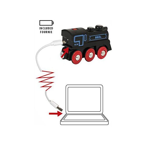Brio  Lokomotywa akumulatorowa USB black/red (33596)