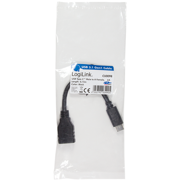 Adapter USB LogiLink USB-C - USB Czarny  (CU0098)