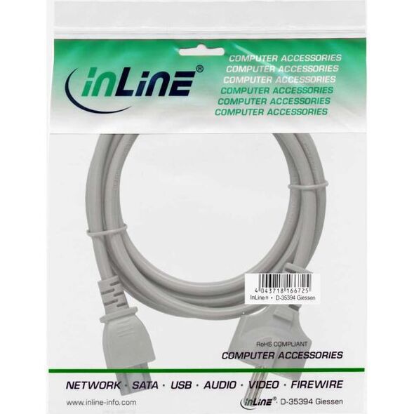Kabel zasilający InLine InLine Kabel Zasilający Typ F German -" Mikey Mouse" laptop Plug szary 1.8m - 16656A