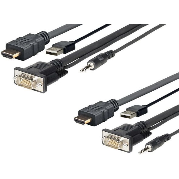 Kabel VivoLink MiniJack 3.5 mm - MiniJack 3.5 mm, USB HDMI D-Sub (VGA), 5, Czarny (PROHDMIMVGA5)