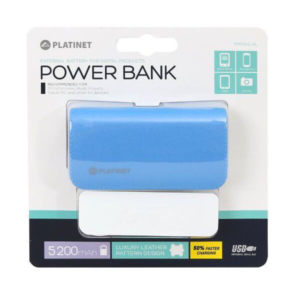 Powerbank Platinet Leather 5200mAh Niebieski