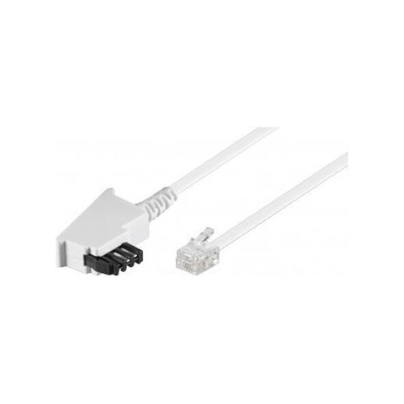 TecLine TAE F Connection Cable TAE F plug / RJ11 plug (6P4C), standard assignment, white, 3,0 m - 177288W