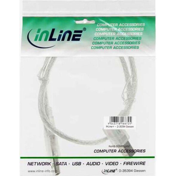 Kabel USB InLine USB-A - USB-B 0.5 m Przezroczysty (34517R)