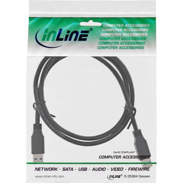 Kabel USB InLine USB-A - USB-A 1 m Czarny (35210)