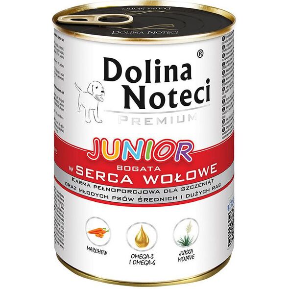 Dolina Noteci Premium Junior z sercami wołowymi 400g