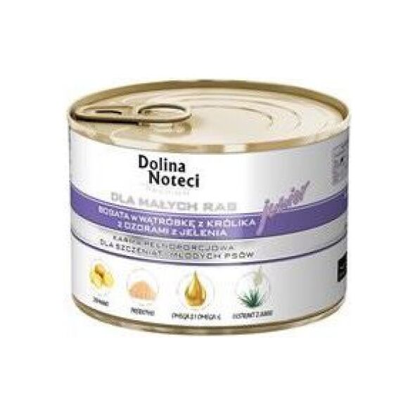 Dolina Noteci Premium Junior wątróbka z królika z ozorami z jelenia 185 g - 5900842014997
