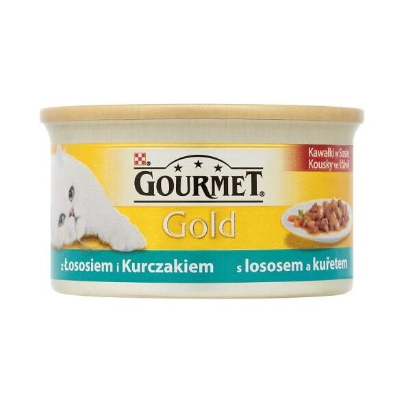 Gourmet Gold Kawałki w sosie z łososiem i kurczakiem 85g