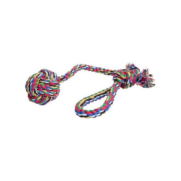 Dingo zabawka ze sznurka bawełnianego piłka z rączką, wielokolorowa, 120 g - 17434