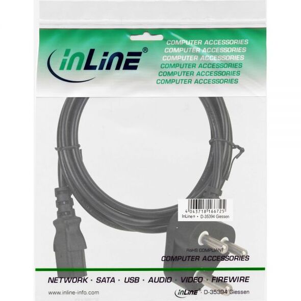 Kabel zasilający InLine InLine Kabel Zasilający do Południowej Afryki 10A Typ M - IEC connector 1.8m - 16652L