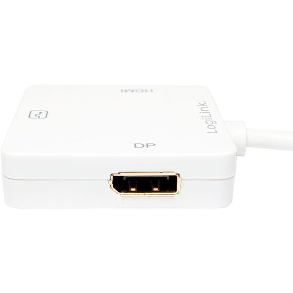 Adapter AV LogiLink DisplayPort Mini - DisplayPort - HDMI - DVI-I biały (CV0045A)
