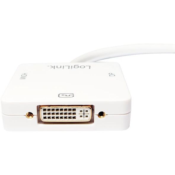 Adapter AV LogiLink DisplayPort Mini - DisplayPort - HDMI - DVI-I biały (CV0045A)