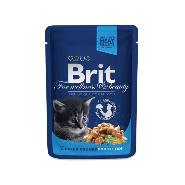 Brit Premium Cat Pouches Chicken Chunks for Kitten 100g