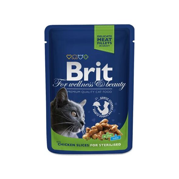 Brit Premium Cat Pouches Chicken Slices for Sterilised 100g