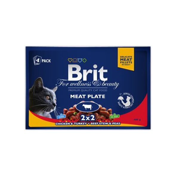 Brit Premium Cat Pouches Meat Plate 4x100g