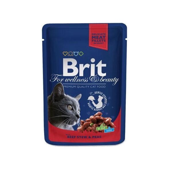 Brit Premium Cat Pouches with Beef Stew & Peas 100g