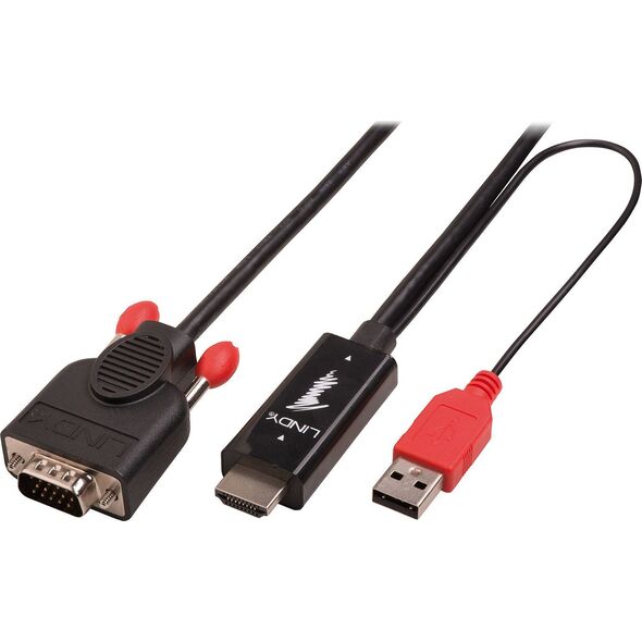 Kabel Lindy HDMI - D-Sub (VGA) + USB-A 1m czarny (41455)
