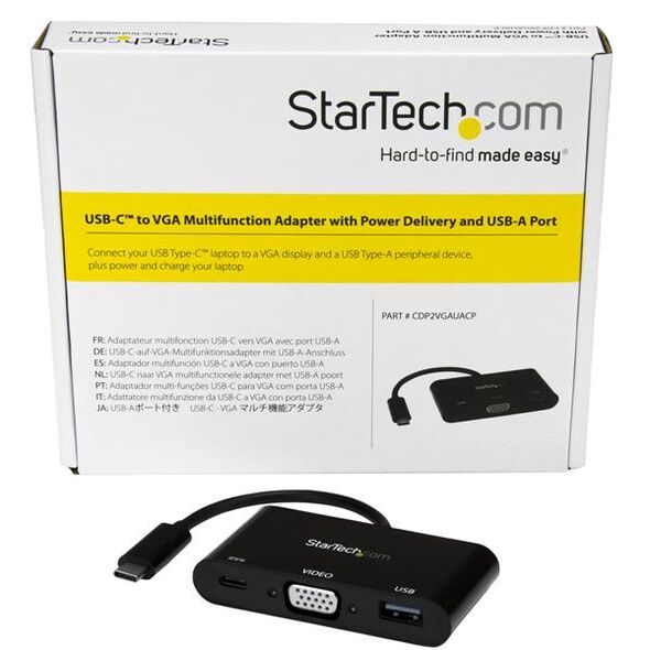 Adapter USB StarTech USB-C - VGA + USB-C + USB Czarny  (CDP2VGAUACP)