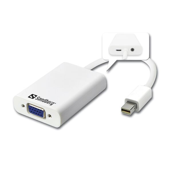 Adapter AV Value DisplayPort Mini - D-Sub (VGA) + Jack 3.5mm biały (509-05)