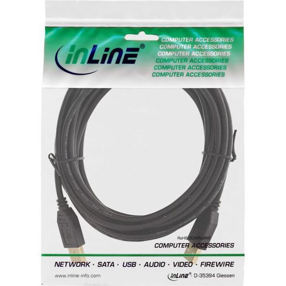Kabel USB InLine USB-A - USB-A 5 m Czarny (34350S)