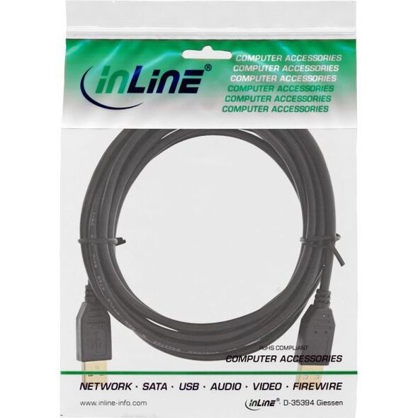 Kabel USB InLine USB-A - USB-A 3 m Czarny (34330S)