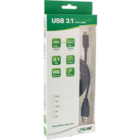 Kabel USB InLine USB-A - USB-C 2 m Czarny (35712)