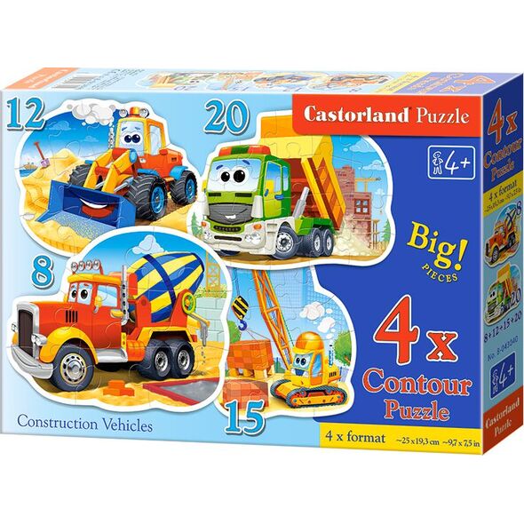 Castorland Puzzle x4 - Pojazdy budowlane (229447)