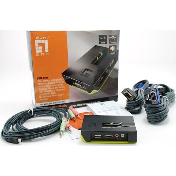 Przełącznik LevelOne KVM Switch LevelOne 2x USB KVM-0221 mit Audio - KVM-0221