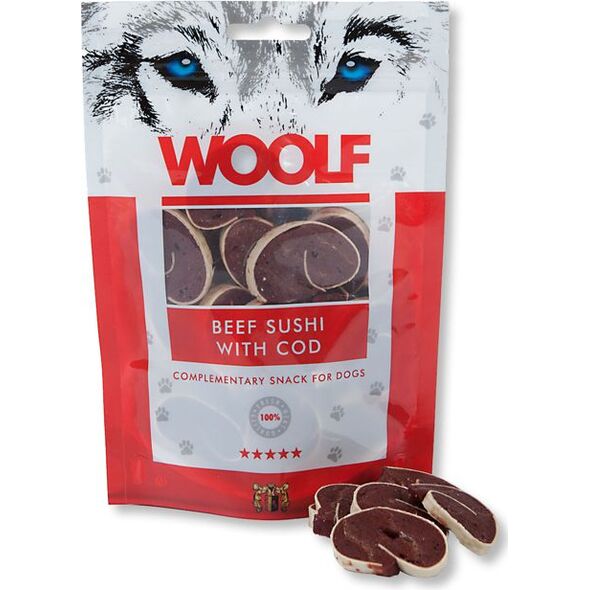 Brit WOOLF 100g BEEF SUSHI with COD dorsz z wołowiną