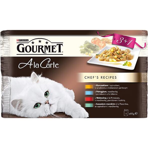Nestle GOURMET Ala Carte 4x85g Kurczak, Pstrąg, Wołowina, Łosoś