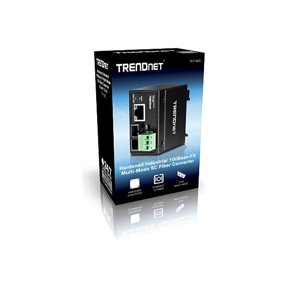 Konwerter światłowodowy TRENDnet 100Base-FX MM. SC, 2km, IP 30 (TI-F10SC)