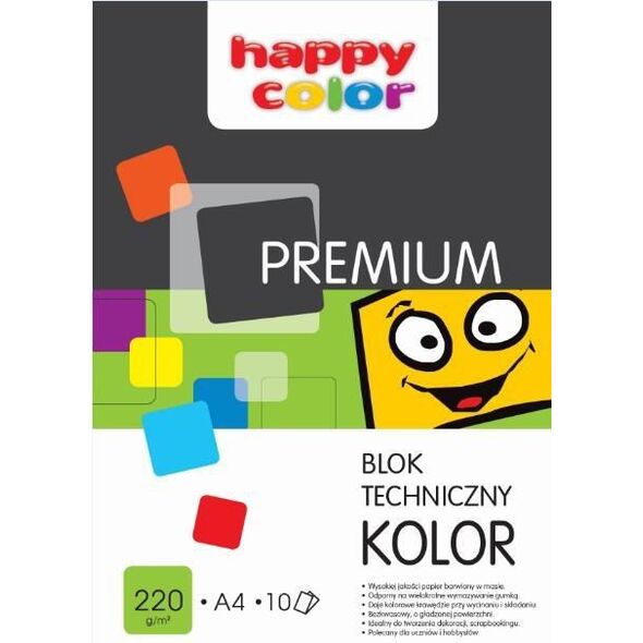 Happy Color Blok techniczny Premium A4 10k kolorowy 220g
