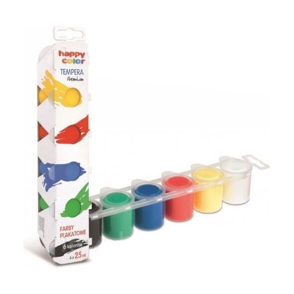 Happy Color Farby plakatowe Tempera Premium 6 kolorĂłw 25 ml