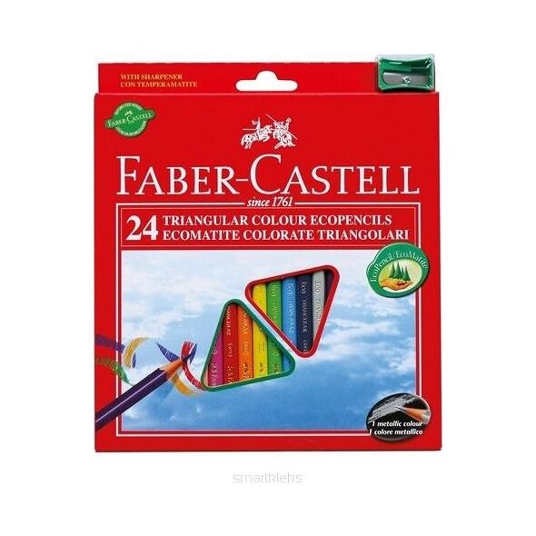 Faber-Castell Kredki trĂłjkÄ…tne 24 kolory Eco z temperĂłwkÄ…